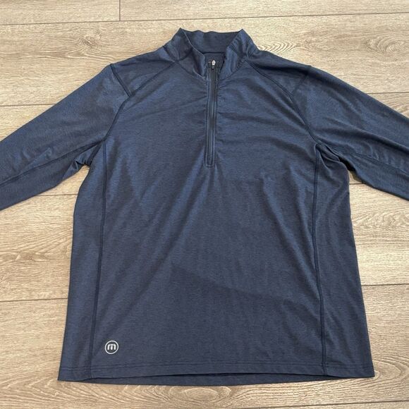 Travis Mathew Golf Sweater 1/4 Zip Pullover Mens XL Blue Performance Athletic - Picture 1 of 8